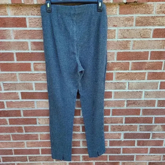 J. Jill Ponte Slim Leg Pants Women's Size Medium Houndstooth Grey Elastic Waist - Picture 2 of 7